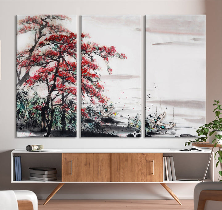 Cherry Blossom Japanese Art Painting Sakura Wall Art Canvas Print