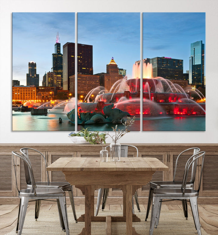 Chicago Cityscape Photography Extra Large Wall Art Framed Canvas Print