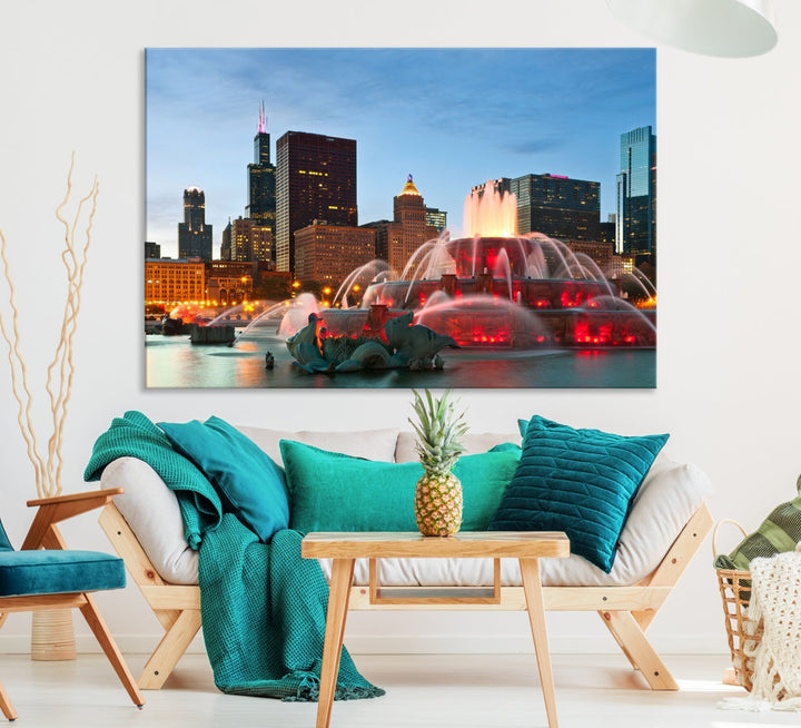 Chicago Cityscape Photography Extra Large Wall Art Framed Canvas Print