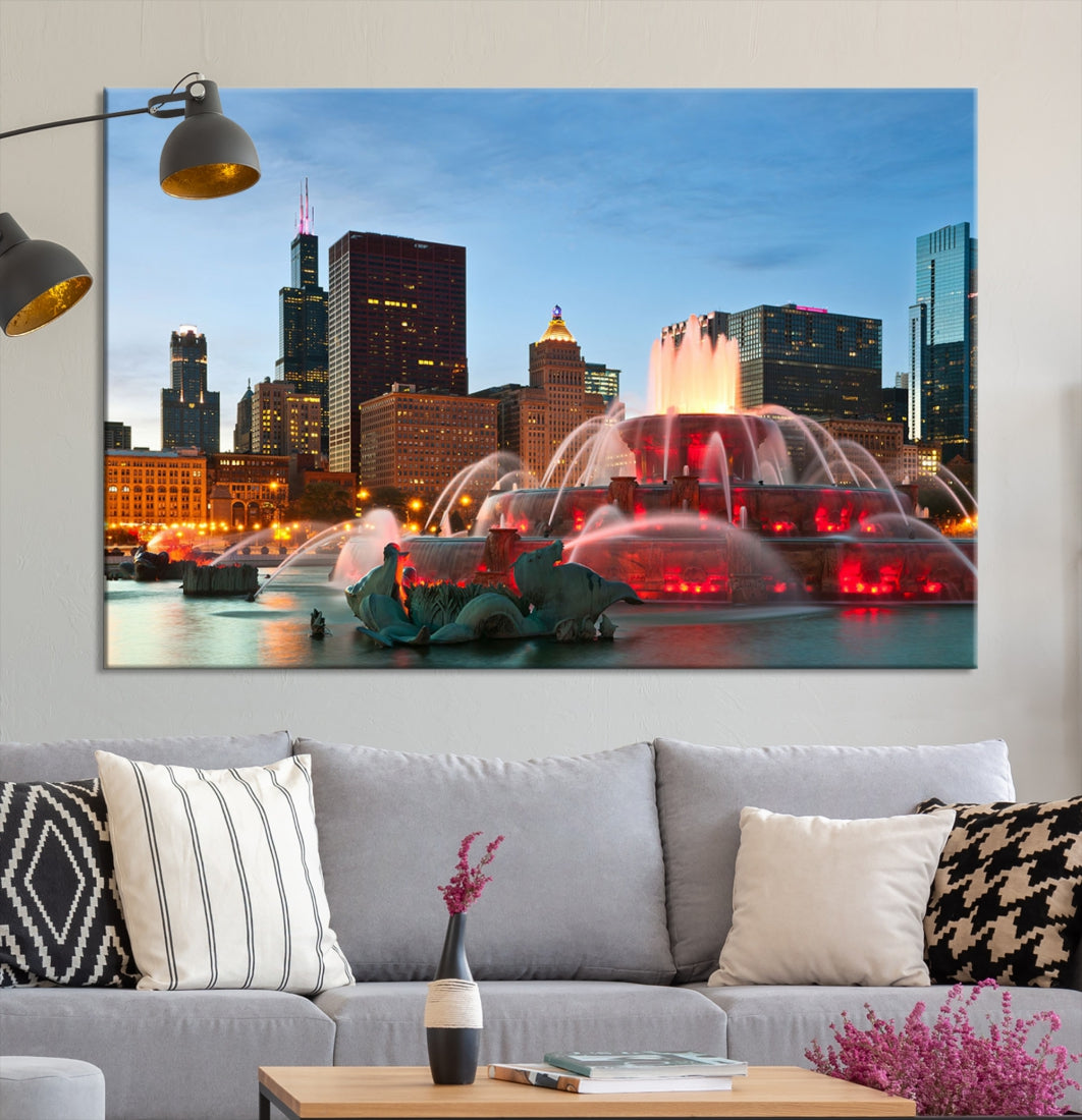 Chicago Cityscape Photography Extra Large Wall Art Framed Canvas Print