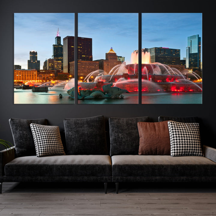 Chicago Cityscape Photography Extra Large Wall Art Framed Canvas Print