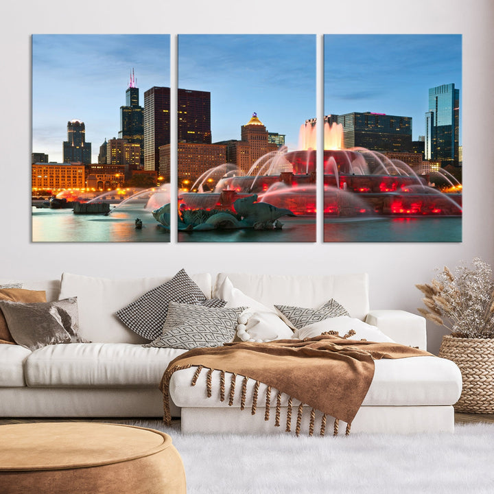 Chicago Cityscape Photography Extra Large Wall Art Framed Canvas Print