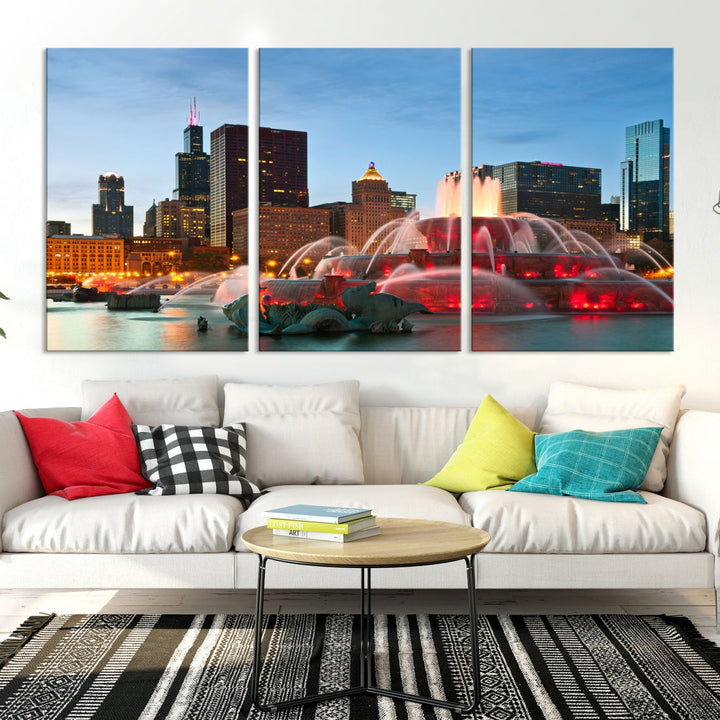 Chicago Cityscape Photography Extra Large Wall Art Framed Canvas Print