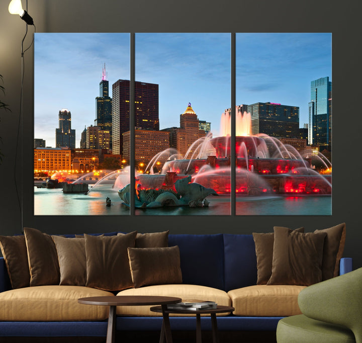 Chicago Cityscape Photography Extra Large Wall Art Framed Canvas Print