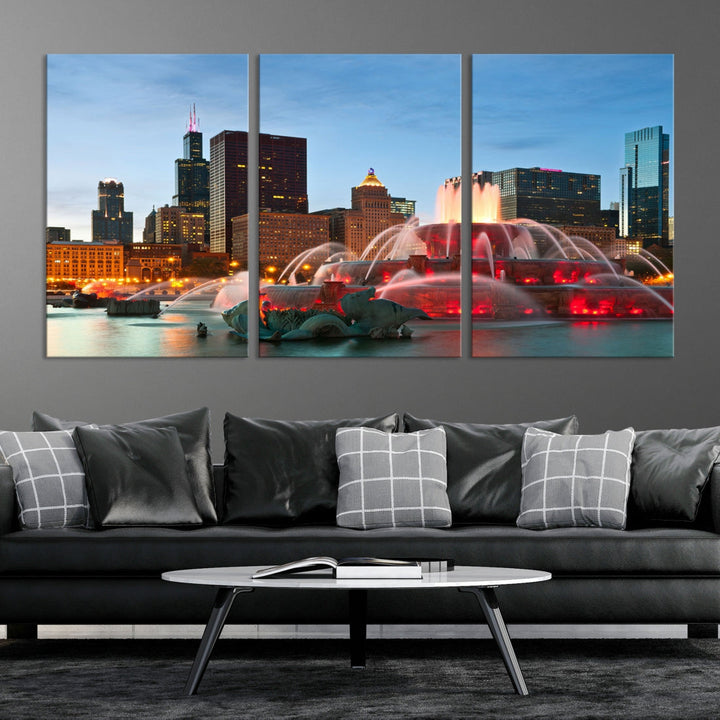 Chicago Cityscape Photography Extra Large Wall Art Framed Canvas Print