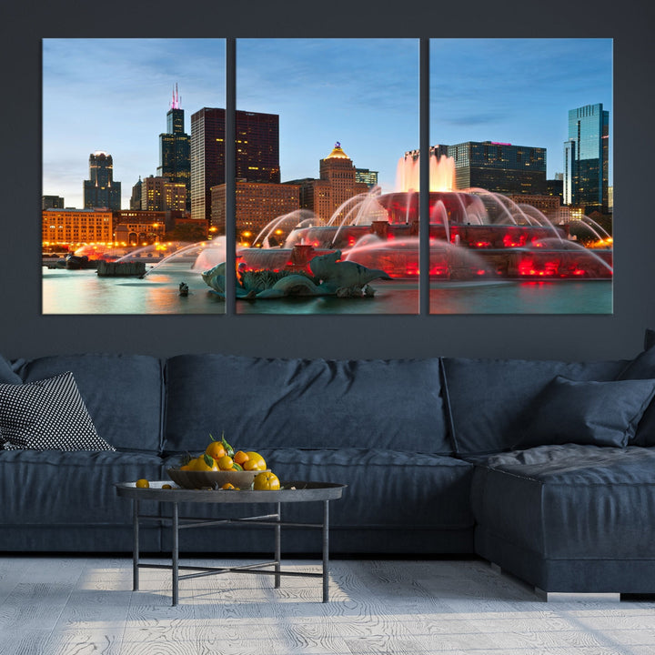 Chicago Cityscape Photography Extra Large Wall Art Framed Canvas Print