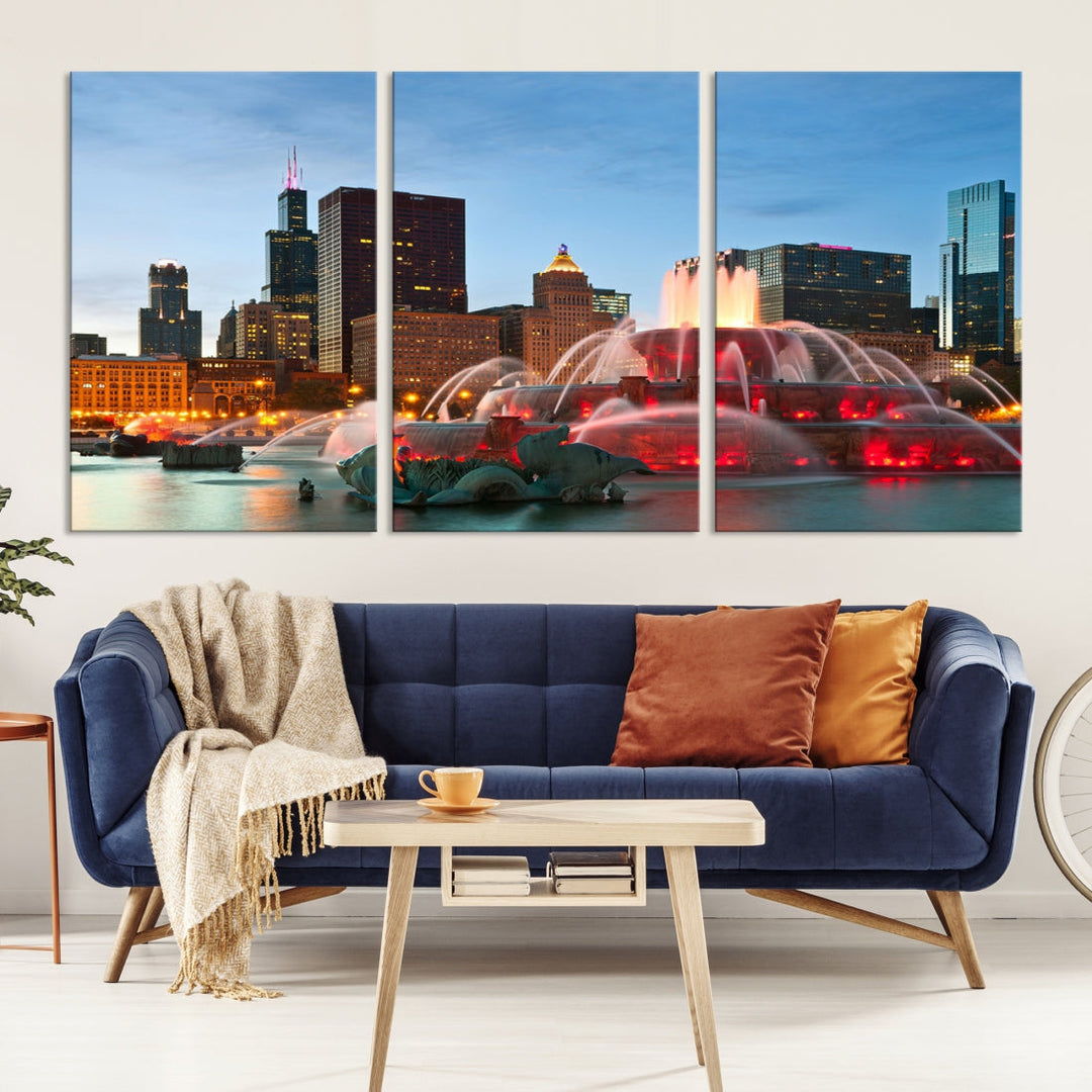 Chicago Cityscape Photography Extra Large Wall Art Framed Canvas Print