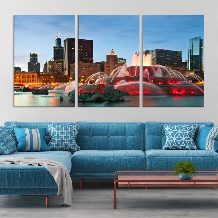 Chicago Cityscape Photography Extra Large Wall Art Framed Canvas Print