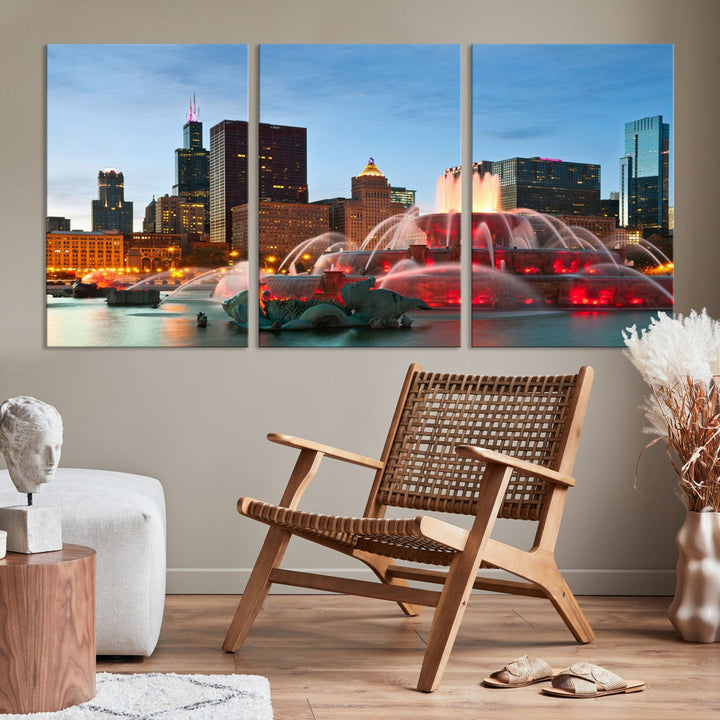 Chicago Cityscape Photography Extra Large Wall Art Framed Canvas Print