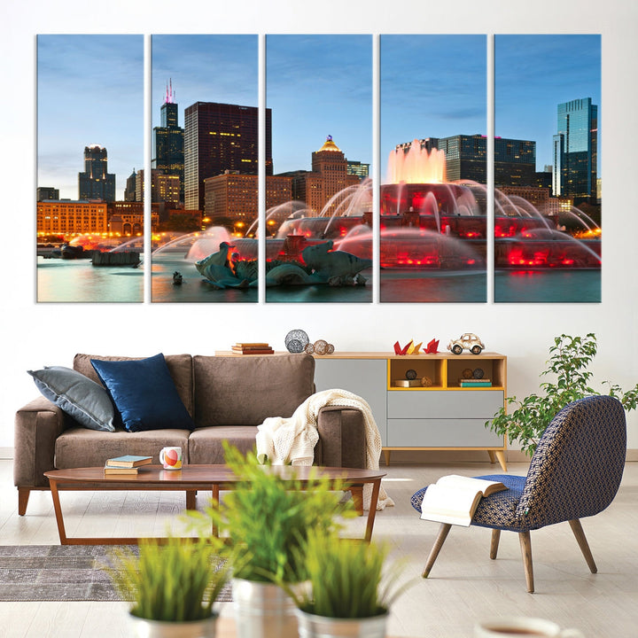 Chicago Cityscape Photography Extra Large Wall Art Framed Canvas Print