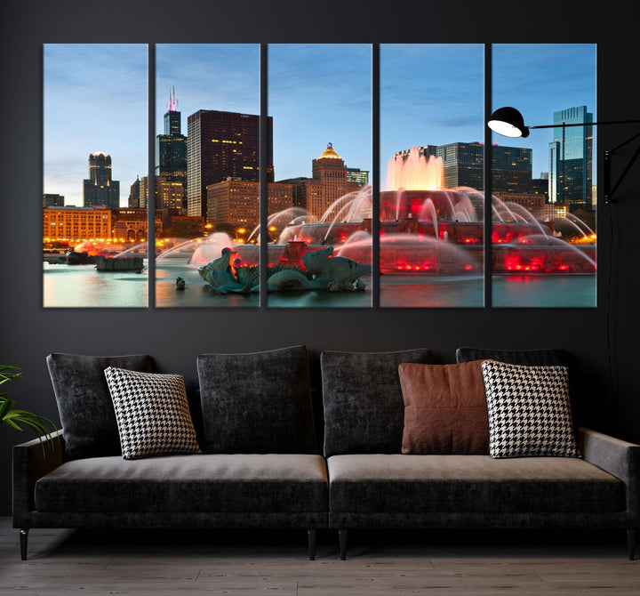 Chicago Cityscape Photography Extra Large Wall Art Framed Canvas Print