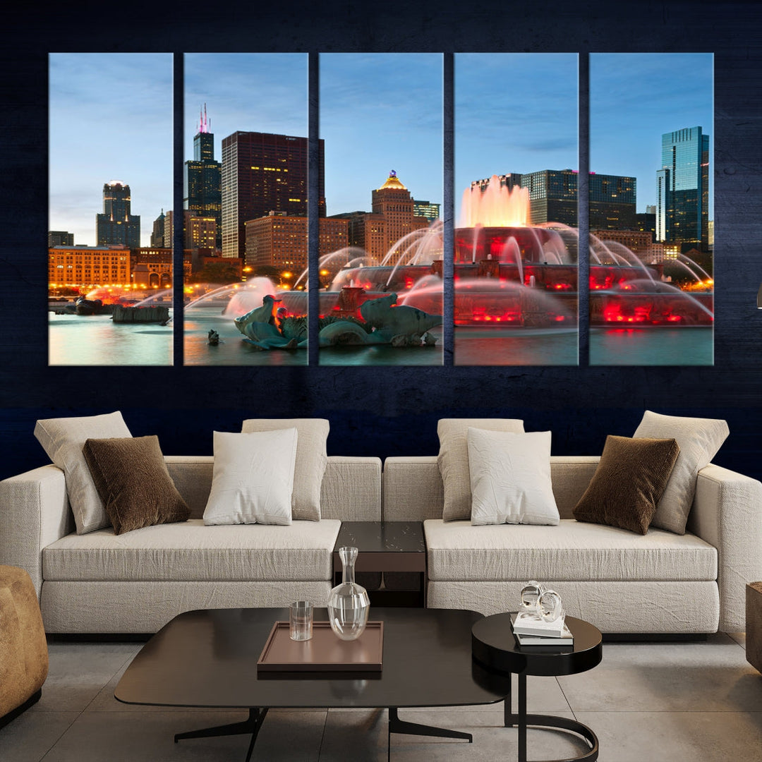 Chicago Cityscape Photography Extra Large Wall Art Framed Canvas Print