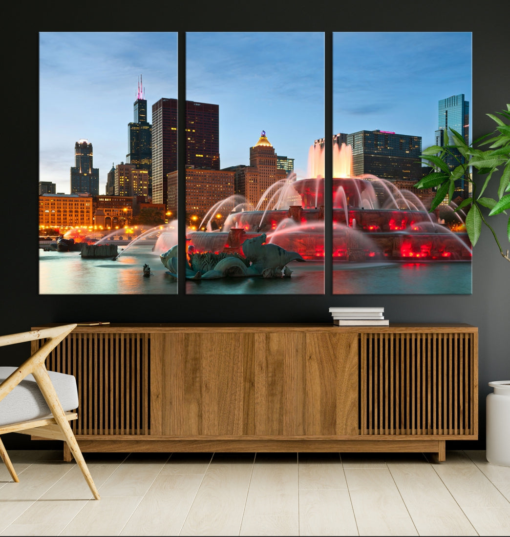 Chicago Cityscape Photography Extra Large Wall Art Framed Canvas Print