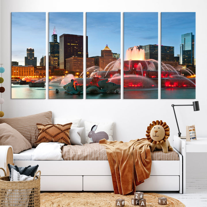 Chicago Cityscape Photography Extra Large Wall Art Framed Canvas Print