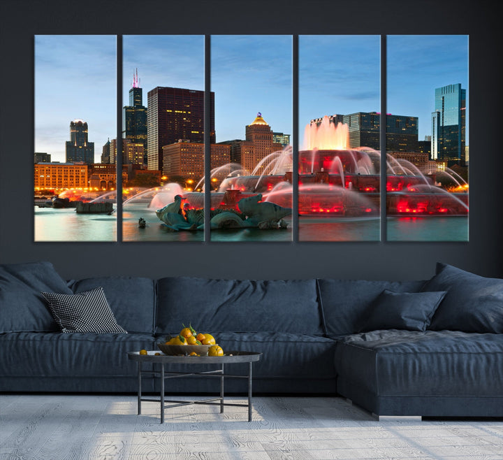 Chicago Cityscape Photography Extra Large Wall Art Framed Canvas Print