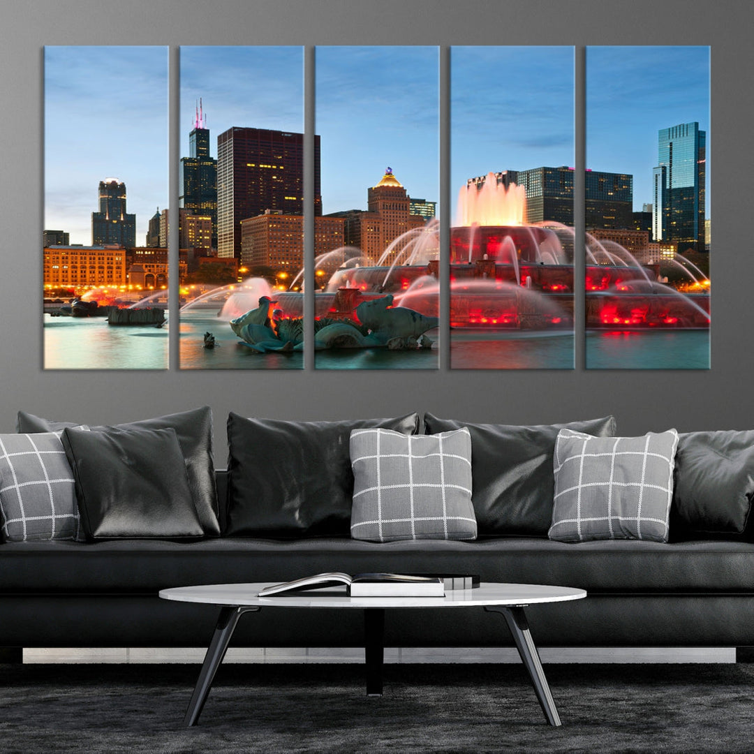 Chicago Cityscape Photography Extra Large Wall Art Framed Canvas Print