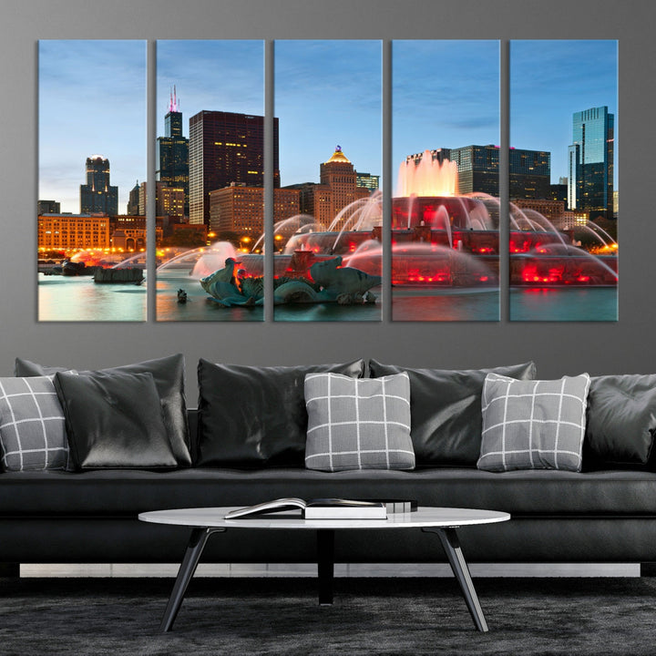 Chicago Cityscape Photography Extra Large Wall Art Framed Canvas Print