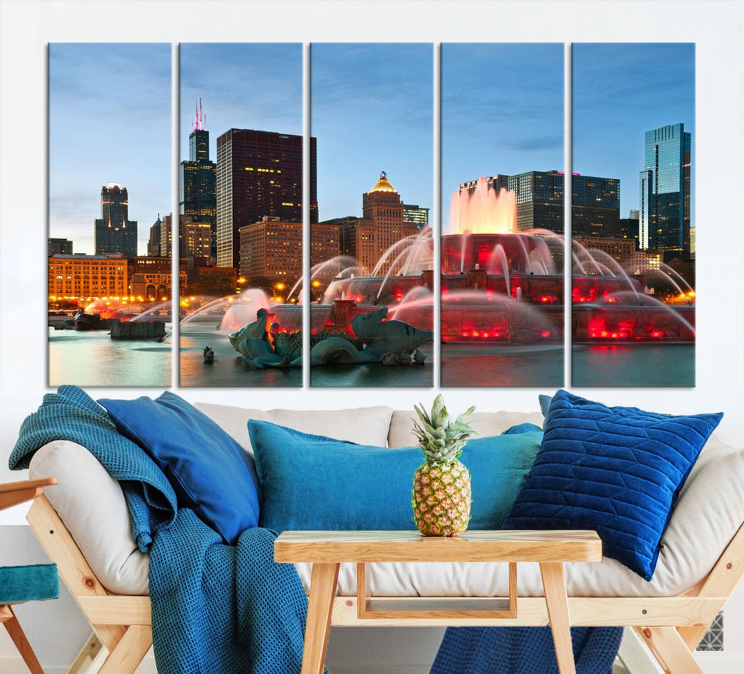 Chicago Cityscape Photography Extra Large Wall Art Framed Canvas Print