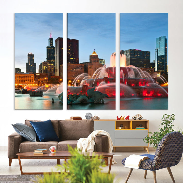 Chicago Cityscape Photography Extra Large Wall Art Framed Canvas Print