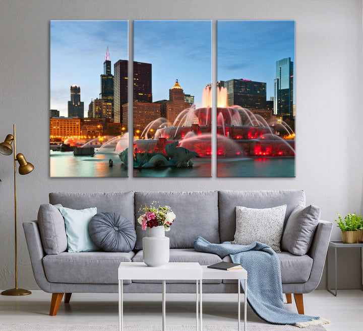 Chicago Cityscape Photography Extra Large Wall Art Framed Canvas Print