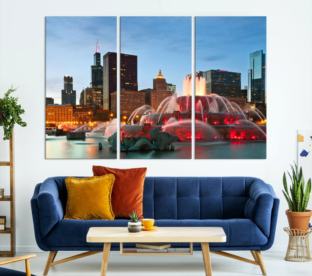 Chicago Cityscape Photography Extra Large Wall Art Framed Canvas Print