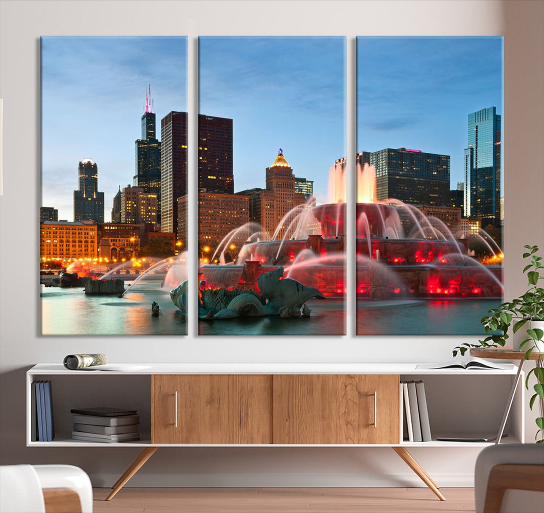 Chicago Cityscape Photography Extra Large Wall Art Framed Canvas Print