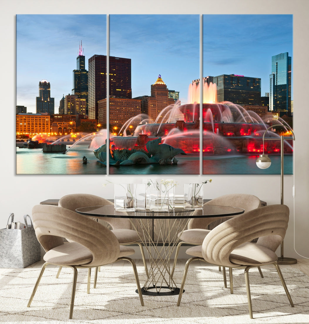 Chicago Cityscape Photography Extra Large Wall Art Framed Canvas Print