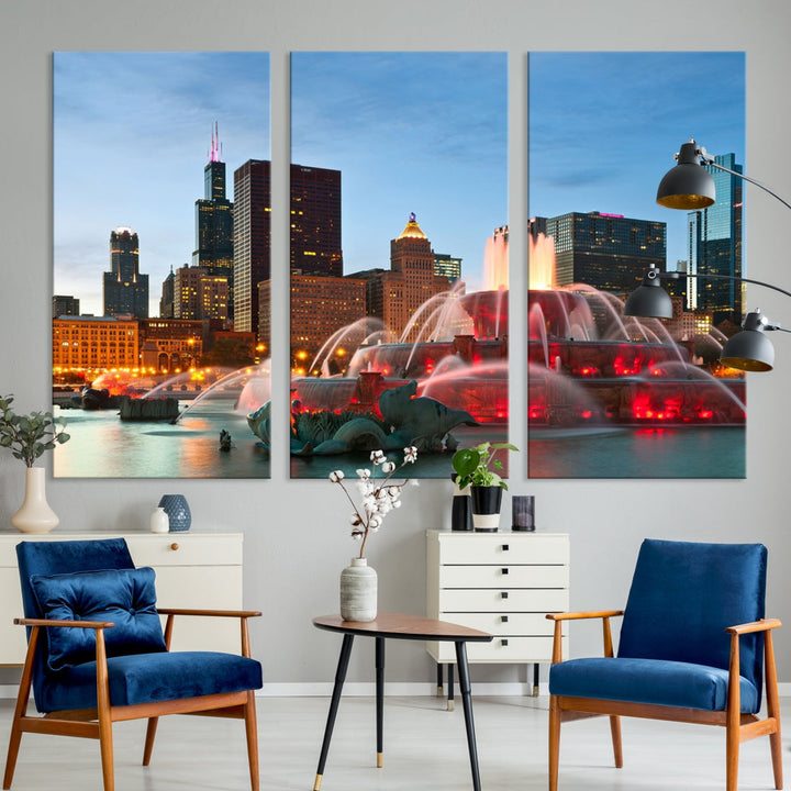 Chicago Cityscape Photography Extra Large Wall Art Framed Canvas Print