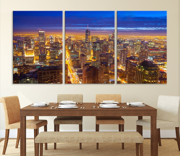 Chicago Skyline Wall Art Print Cityscape Picture on Canvas