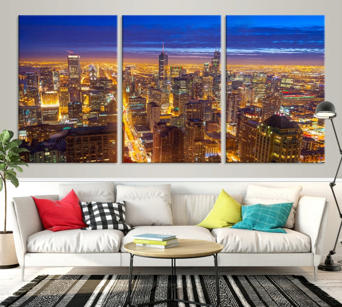 Chicago Skyline Wall Art Print Cityscape Picture on Canvas