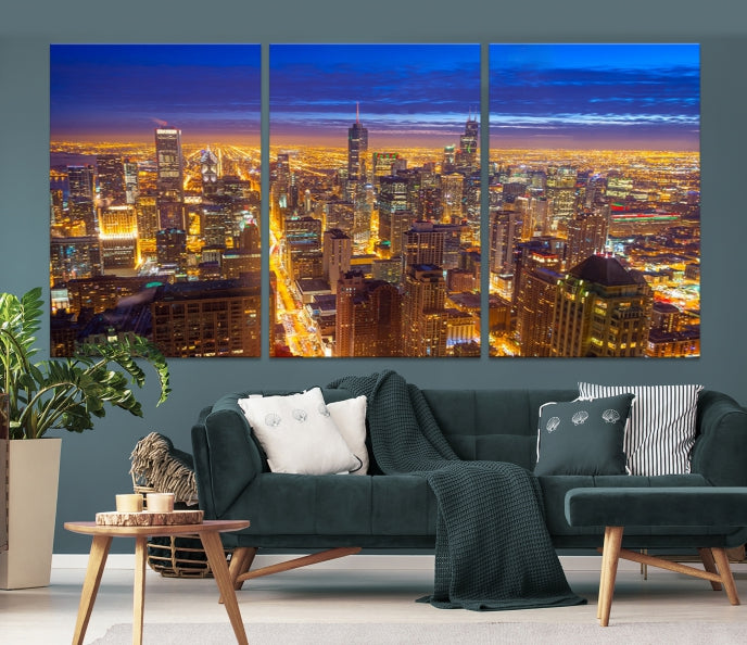 Chicago Skyline Wall Art Print Cityscape Picture on Canvas