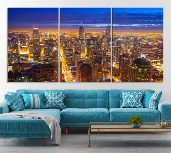 Chicago Skyline Wall Art Print Cityscape Picture on Canvas