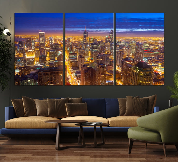 Chicago Skyline Wall Art Print Cityscape Picture on Canvas