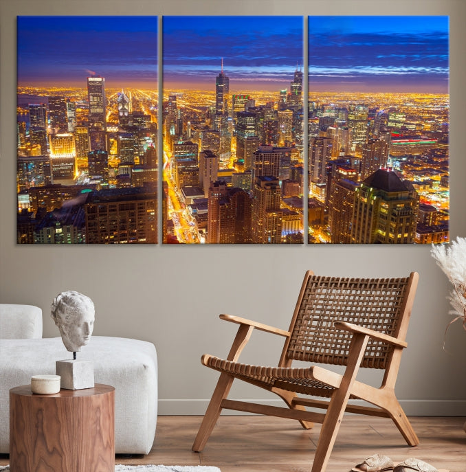 Chicago Skyline Wall Art Print Cityscape Picture on Canvas