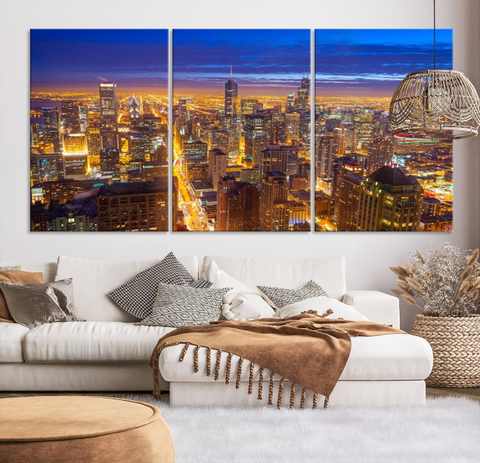 Chicago Skyline Wall Art Print Cityscape Picture on Canvas