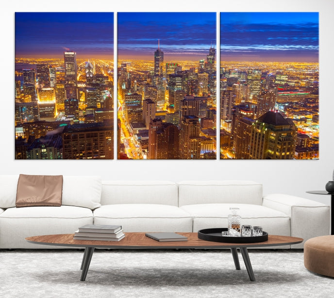 Chicago Skyline Wall Art Print Cityscape Picture on Canvas