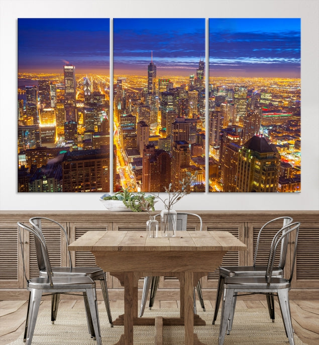 Chicago Skyline Wall Art Print Cityscape Picture on Canvas