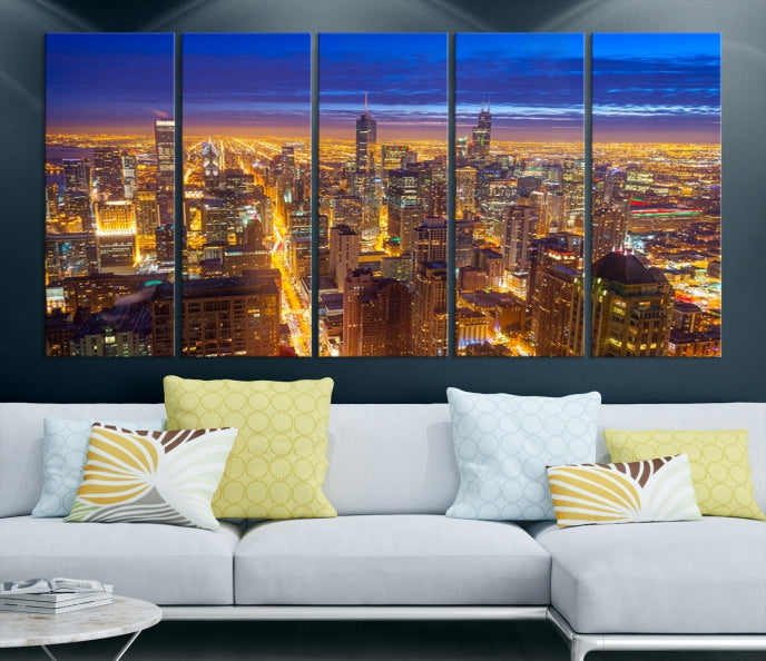 Chicago Skyline Wall Art Print Cityscape Picture on Canvas