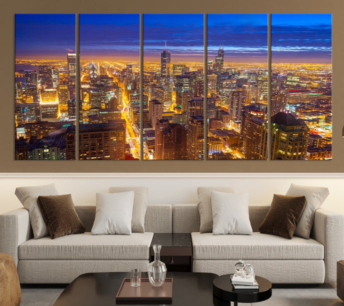 Chicago Skyline Wall Art Print Cityscape Picture on Canvas