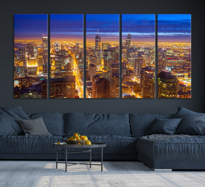 Chicago Skyline Wall Art Print Cityscape Picture on Canvas