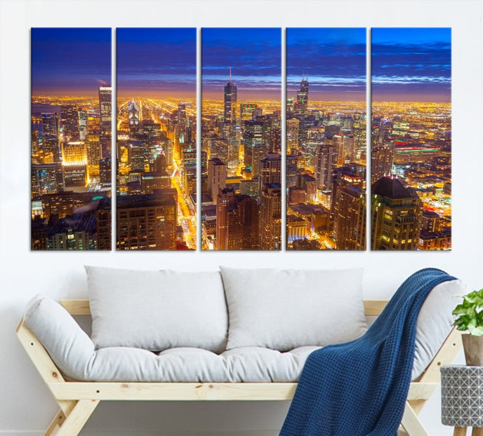 Chicago Skyline Wall Art Print Cityscape Picture on Canvas