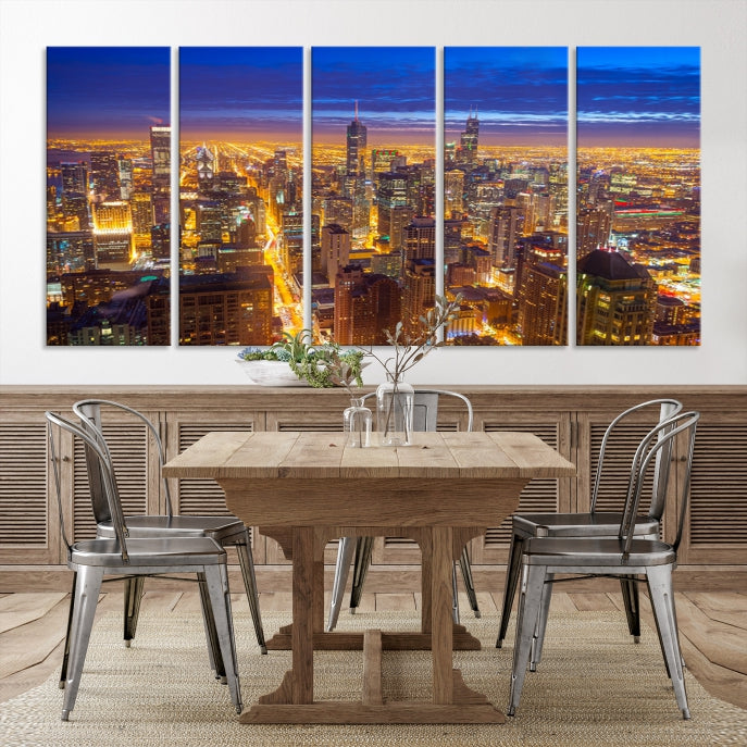 Chicago Skyline Wall Art Print Cityscape Picture on Canvas