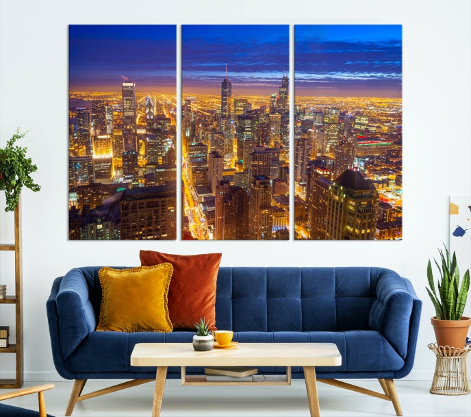 Chicago Skyline Wall Art Print Cityscape Picture on Canvas