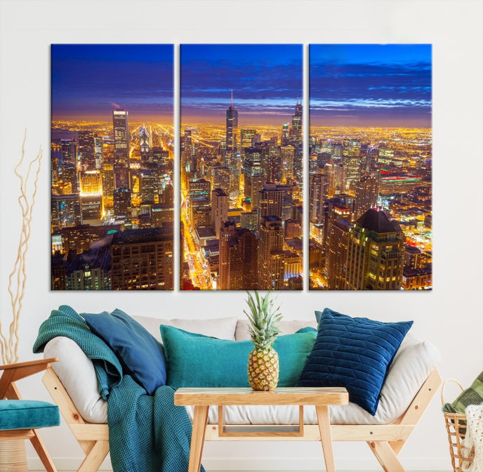 Chicago Skyline Wall Art Print Cityscape Picture on Canvas