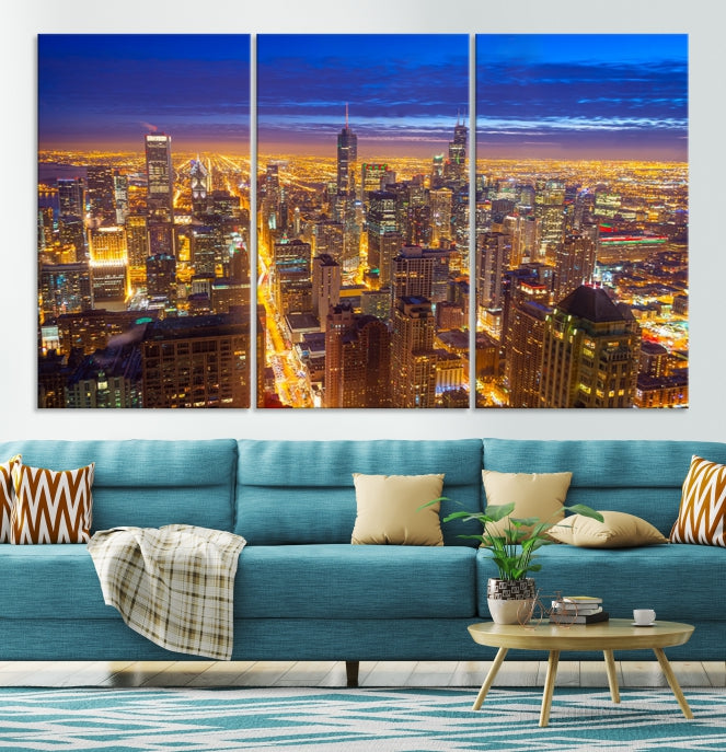 Chicago Skyline Wall Art Print Cityscape Picture on Canvas