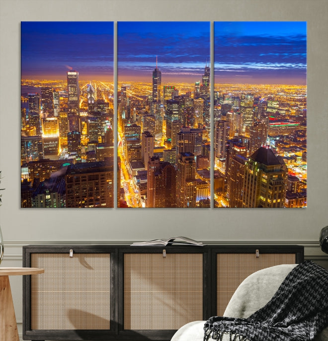 Chicago Skyline Wall Art Print Cityscape Picture on Canvas