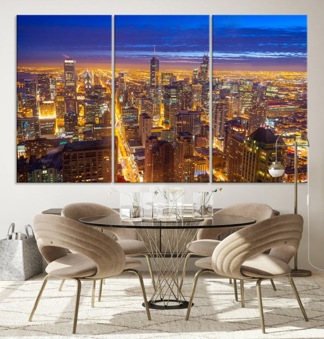 Chicago Skyline Wall Art Print Cityscape Picture on Canvas