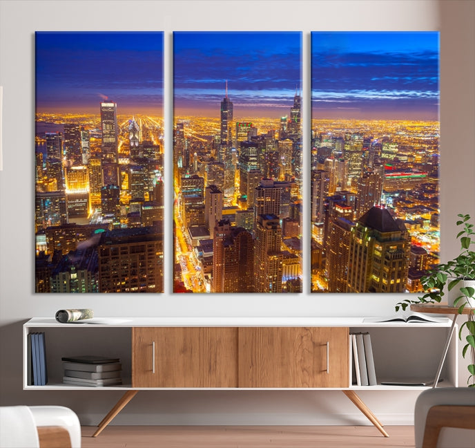 Chicago Skyline Wall Art Print Cityscape Picture on Canvas