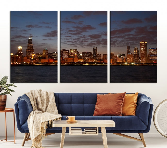 Chicago Wall Art Skyline Canvas Print Extra Large Chicago City Artwork