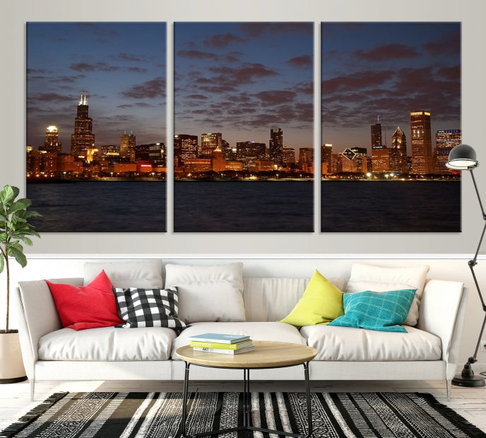 Chicago Wall Art Skyline Canvas Print Extra Large Chicago City Artwork